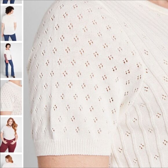 ModCloth White Cable Knit My Treat Neutral Pullover Sweater Sizes 1X New - Picture 3 of 6